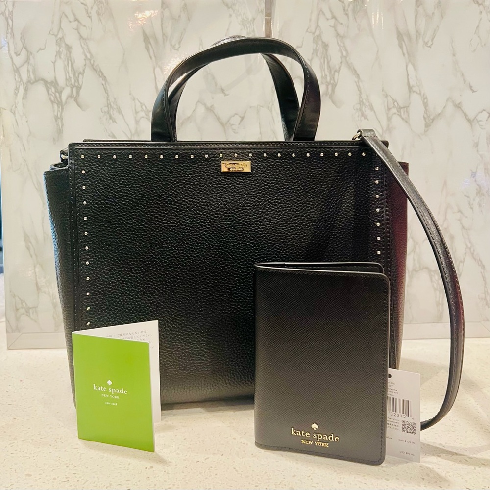Kate Spade New York West Street Abby Studded Pebbled Leather Satchel and Wallet